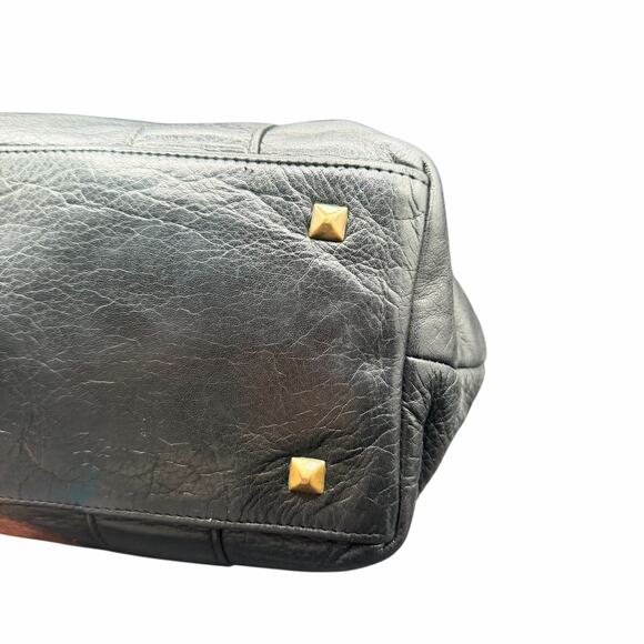 MZ Wallace Black Leather Tote Studded Zip Top Shoulder Bag - Picture 7 of 12